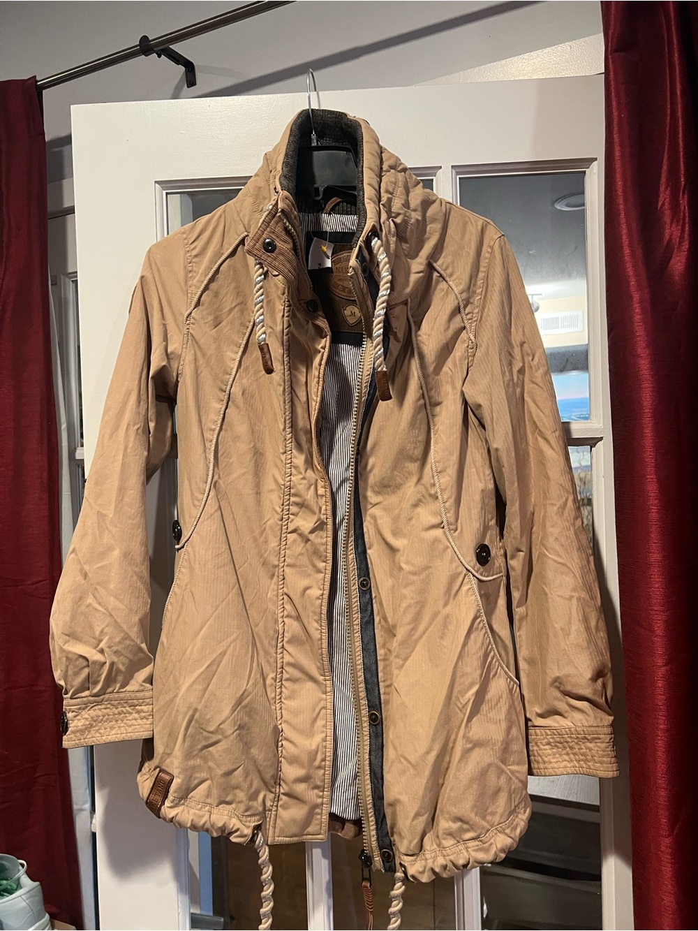 Naketano Beige Drawcord Utility Jacket with Hood